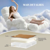 HOMCOM Poltrona Relax Reclinável Manual Estofada em Veludo com Apoio para Pés 73x86x100 cm Creme(m-5)