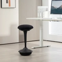 HOMCOM Tabouret de bureau debout tabouret ergonomique siège bascule à 360° large socle 36 x 36 x 70-90 cm noir(m-10)