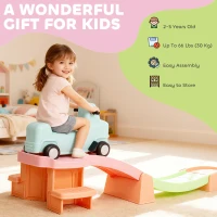 AIYAPLAY 3(m) Four-Piece Ride on Kids Roller Coaster w/ Non-Slip Steps, for Ages 2-5 Years - Orange(m-7)