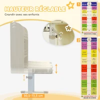 AIYAPLAY Bureau pour enfants, table d'étude réglable en hauteur avec plateau inclinable, 80 x 51 x 108,5-130,5 cm, naturel(m-4)