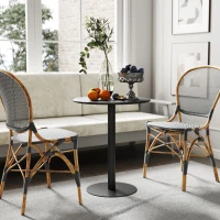 HOMCOM Dining Table, Round Kitchen Table with Steel Base for Living Room, Dining Room, 60 x 60 x 72cm, Black(m-7)