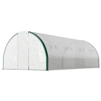 Outsunny Serra a Tunnel 6x3 m con 2 Ingressi e 8 Finestre, in PE, Poliestere e Acciaio Zincato, Bianco e Verde(m-10)