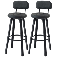 HOMCOM Lot de 2 Tabourets de Cuisine Hauts Pivotants Revêtus de PU avec Dossier Structure Métallique Repose-pieds Gris Foncé