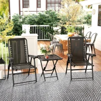 Outsunny 3-Piece Bistro Set Steel Weatherproof Garden Furniture with Foldable Bistro Table and Cup Holders Black(m-2)