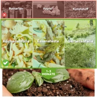 Outsunny Komposter 130 Liter,  67 x 60 x 77cm Schnellkomposter aus Kunststoff mit Belüftungssystem für Garten, Küchen(m-6)