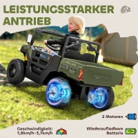 AIYAPLAY Elektrofahrzeug, 2 Motoren, Kofferraum, UTV-Design, Musikfunktion, Grün(m-4)
