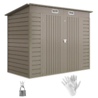 Outsunny Adăpost de Grădină 8 x 4FT din Metal, cu Uși Duble și 2 Ventilații, Gri(m-11)