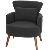 HOMCOM Corduroy Retro Accent Chair - Black(m-11)