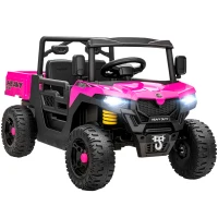 AIYAPLAY Kids Ride on Car, 12V Electric Kids UTV with Electric Dump Bed, 4-Wheel Suspension for 3-8 Years, Pink(m-1)