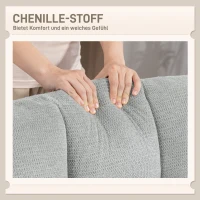 HOMCOM Sessel Drehbar Loungesessel mit Breiter Sitzfläche, wasserabweisend Chenille-Optik, gekreuzt Stahlbeine, Hellgrau(m-6)