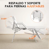 HOMCOM Camilla Masaje Plegable Portátil de 3 Zonas con Respaldo Ajustable Reposacabezas Reposabrazos 182x82x68 cm Blanco(m-4)