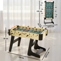 SPORTNOW Baby-foot pliable avec poignées antidérapantes, 2 balles et marqueur de score, Vert et couleur Bois(m-3)