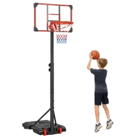SPORTNOW Basketball Hoop and Stand Height Adjustable with Backboard Weighted Base, Wheels, 1.8–2 m, Black and Red(m-10)
