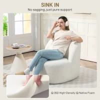 HOMCOM Fotoliu pentru Living în Stil Modern cu Spătar Ergonomic Crem(m-4)