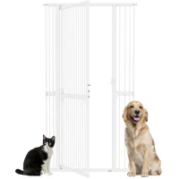 PawHut Barrière pour Chiens et Chats Hauteur 180 cm, Extensible 76-104 cm et Montage par Pression, Blanc(m-5)