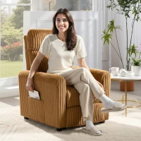 HOMCOM Sillón Relax Reclinable Manual Tapizado en Pana Instalación Rápida Reposapiés Acolchado Grueso Marrón(m-8)