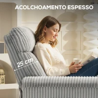 HOMCOM Poltrona Relax Reclinável Manual Estofada em Veludo com Apoio para Pés 73x86x100 cm Cinzento(m-6)