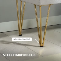 HOMCOM Bancă cu Depozitare din Material Textil și Picioare din Oțel, 100x40x49 cm, Gri Deschis(m-6)