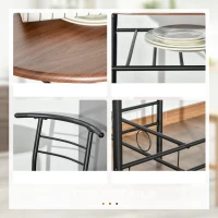 HOMCOM 3-Piece Dining Table Set , Metal Frame Wood Top Breakfast Bar Table Set for 2, Dining Table w/Storage Shelf & 2 chairs(m-6)