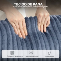 HOMCOM Sillón Relax Reclinable Manual Tapizado en Pana Instalación Rápida Reposapiés Acolchado Grueso Azul Oscuro(m-7)