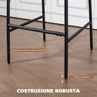 HOMCOM Set 2 Sgabelli da Bar con Schienale Alto, Poggiapiedi e Rivestimento in Ciniglia, Crema(m-6)