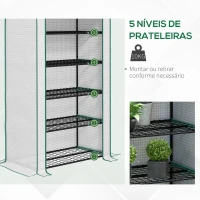Outsunny Estufa de Jardim de 5 Prateleiras Estufa Resistente com 1 Porta com Fecho de Correr Anti-UV 90x49x193 cm Branco(m-5)