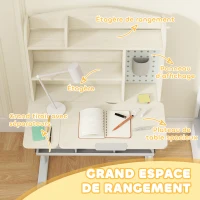 AIYAPLAY Bureau pour enfants, table d'étude réglable en hauteur avec plateau inclinable, 80 x 51 x 108,5-130,5 cm, naturel(m-6)