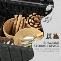 Outsunny Gartenbox 366 Liter aus Kunststoff doppelwandiger Wasserdicht Kissenbox mit Rollen Griffmulden Holzoptik(m-4)