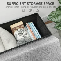 HOMCOM Bancă Pliabilă cu Spătar și Compartiment de 77L, Acoperire din Țesătură, 76x50x73 cm, Gri(m-5)