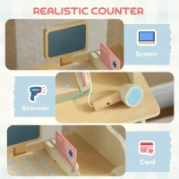 AIYAPLAY Kids Supermarket Stand – 34-Piece Playset with Cash Register, MDF, Green(m-5)