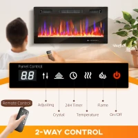 HOMCOM 36" Ultra-Slim Electric Fireplace, Wall Mounted and Recessed, 900W/1800W(m-5)