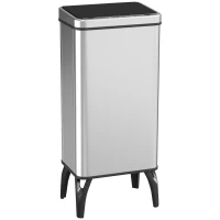 HOMCOM Automatischer Küchenmülleimer 50 L, Edelstahl-Küchenabfalleimer mit Infrarotsensor, Soft-Close, Silber(m-1)