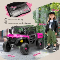 AIYAPLAY Kids Ride on Car, 12V Electric Kids UTV with Electric Dump Bed, 4-Wheel Suspension for 3-8 Years, Pink(m-3)