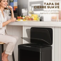 HOMCOM Cubo de Basura Cocina Automático 45 L con Sensor Infrarrojo Cierre Suave y Cubo Interior Extraíble Antihuellas Negro(m-7)