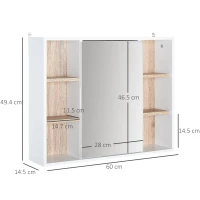 HOMCOM Bathroom Mirror Cabinet, Wall Mounted Storage Cabinet with Open Cupboard and Adjustable Shelf, White(m-3)