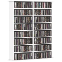 HOMCOM Mobile Libreria porta CD a 16 Ripiani dal Design Moderno in Legno, 106.5x24x126.3 cm, Bianco(m-11)