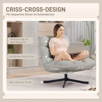 HOMCOM Sessel Drehbar Loungesessel mit Breiter Sitzfläche, wasserabweisend Chenille-Optik, gekreuzt Stahlbeine, Hellgrau(m-4)