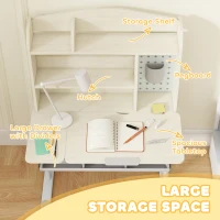 AIYAPLAY Kids Desk Height Adjustable with Tilt-Desktop, Hutch, Drawer, Storage Shelf, Pegboard, for 3-12 Years Old, Natural(m-6)