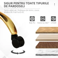 Vinsetto Scaun de Birou Reglabil în Înălțime cu Șezut Rotativ Alb și Auriu(m-6)