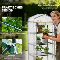 Outsunny Szklarnia foliowa, cieplarnia, mini-szklarnia, dom roślin, rozsadnik, 4 półki, 70 x 50 x 160 cm, Biały(m-6)