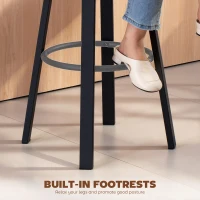 HOMCOM Lot de 2 Tabourets de Cuisine Hauts Pivotants Revêtus de PU avec Dossier Structure Métallique Repose-pieds Gris Foncé(m-4)