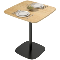 HOMCOM Petite table à manger, 60 cm, carrée, plateau MDF, socle en acier, pour salon, salle à manger, cuisine, Bois naturel+Noir