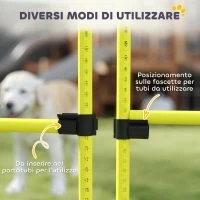 PawHut Set 4 Ostacoli Agility Dog per Addestramento Cani ad Altezza Regolabile con Borsa da Trasporto, Giallo(m-8)