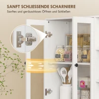 HOMCOM Küchenschrank mit Glastüren, Regale, offene Ablagen, 172 cm groß, MDF, Weiß(m-6)