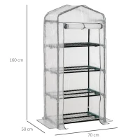 Outsunny Mini serra da balcone con 4 ripiani, 70x50x160 cm, Bianco(m-3)