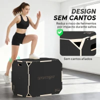 SPORTNOW Caixa Pliométrica de Madeira com 3 Alturas Diferentes para Treino de Salto Força em Casa Ginásio e Exterior 76x61x Preto(m-4)