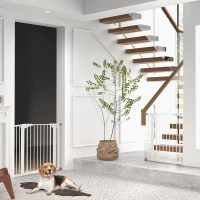 PawHut Lot de 2 barrières de sécurité pour chien animaux sans perçage avec fermeture automatique largeur 76-103 cm blanc(m-10)