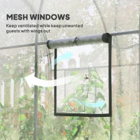 Outsunny Polytunnel Greenhouse Walk-in Grow House with Plasric Cover, Door, Mesh Window and Steel Frame, 3 x 2 x 2m, Clear(m-6)