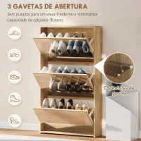 HOMCOM Sapateira Estreita com Espelho para 9 Pares de Sapatos para Corredor Espaços Reduzidos 65x17x114,5 cm Madeira(m-4)