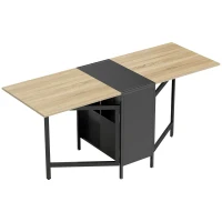 HOMCOM Mesa Plegable de Comedor con Alas Abatibles 4 Compartimentos 3 Formas para Cocina Salón 169x60x75 cm Natural Oscuro(m-1)